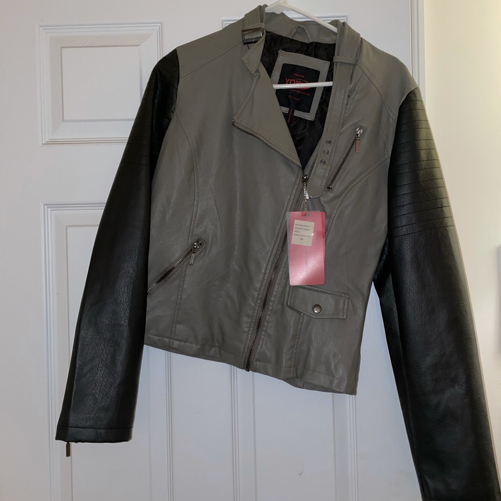 Black & Grey Yoki Leather Jacket